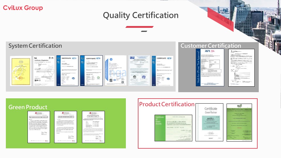 CviLux's Certification